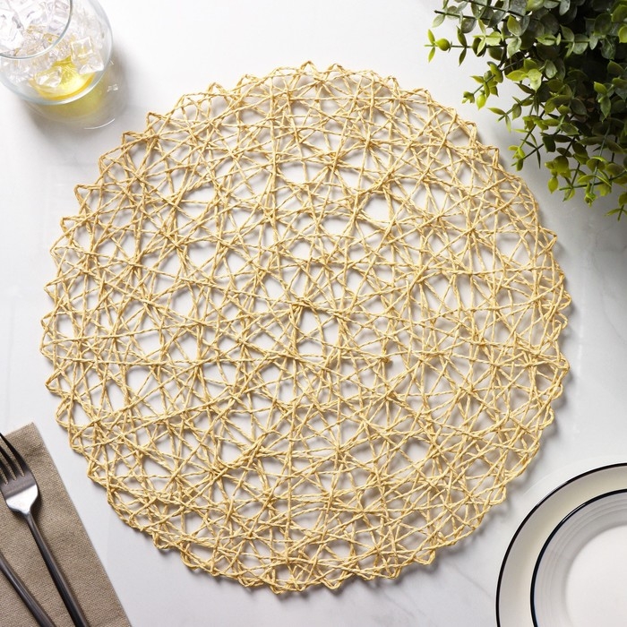 Салфетки сервировочные на стол Доляна «Одуванчик», 4 шт, d=38 см, цвет бежевый Салфетки сервировочные на стол Доляна «Одуванчик», 4 шт, d=38 см, цвет бежевый