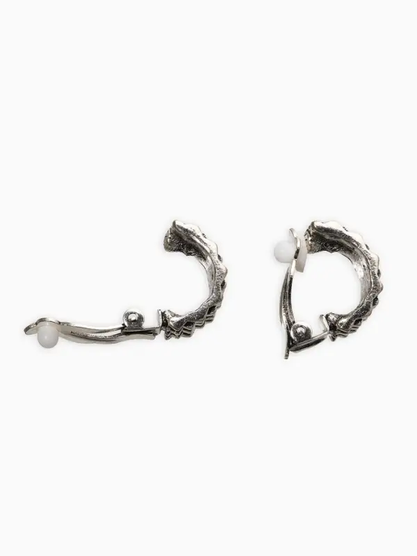 Серьги клипсы для ушей QF &laquo;Плетение&raquo;, цвет чернёное серебро