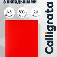 Папка с 20 вкладышами А5, 500 мкм, Calligrata, текстура &laquo;песок&raquo;, красная