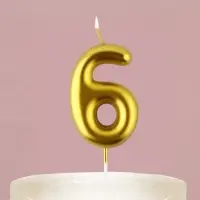 Свеча для торта, цифра «6», золото, 9,5 х 4 см
