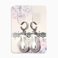 Серьги "Жемчуг барокко", цвет белый в серебре