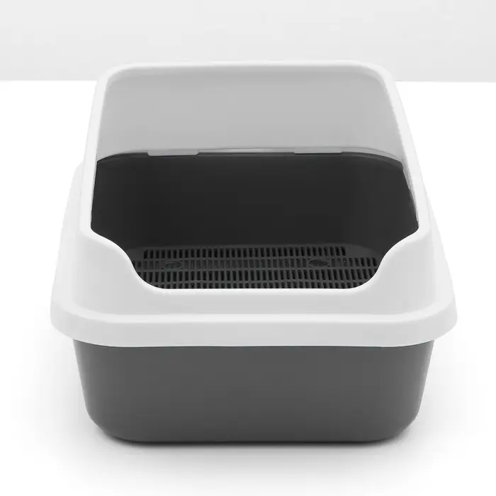 Туалет для кошек &laquo;Сима Люкс&raquo;, 30&times;39&times;19 см, с сеткой, с бортом, пластик, серый