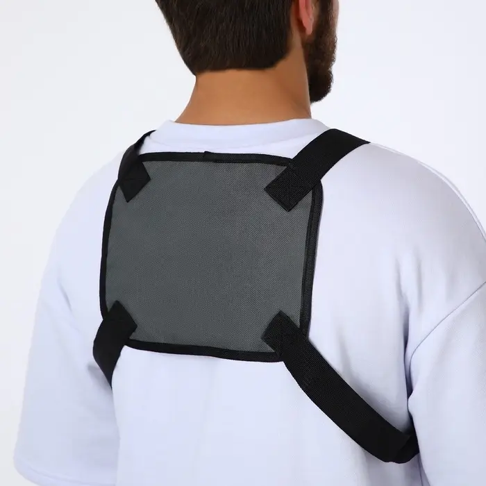 Сумка нагрудная на молнии, 2 наружных кармана, 21&times;3.5&times;16 см, серая