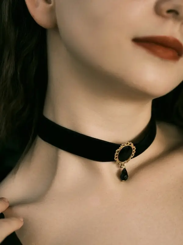 Чокер &laquo;Александрия&raquo;, ажур, овал, чёрный в золоте, 30 см