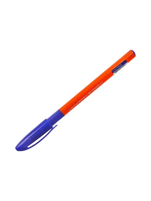 Ручка шариковая ErichKrause U-109 Orange Stick&Grip, игольчатый узел 1.0 мм, чернила синие, резиновый держатель, супермягкое письмо