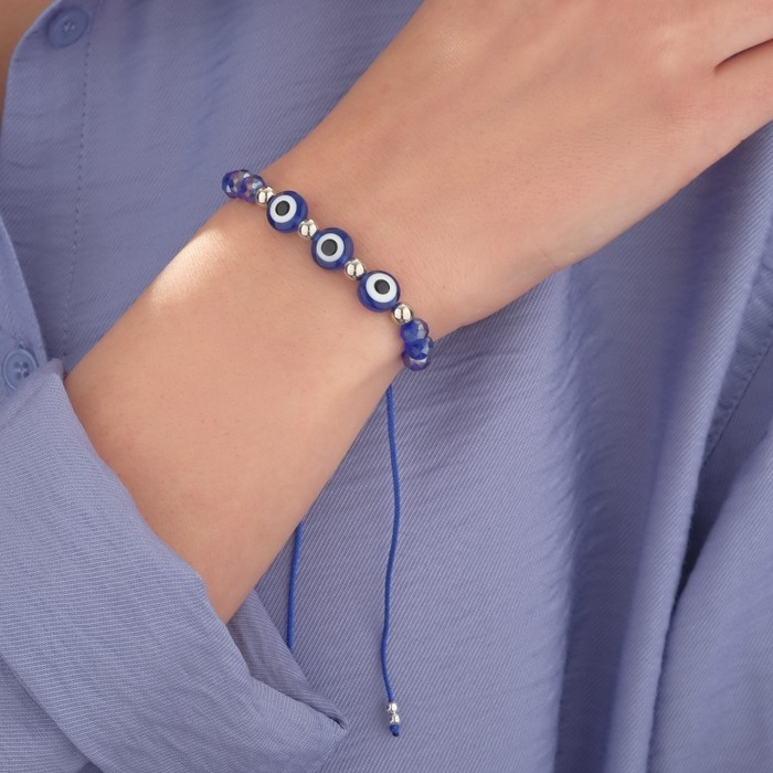 Браслет-оберег «Глазик» трио, цвет синий, d=6 см Браслет-оберег «Глазик» трио, цвет синий, d=6 см