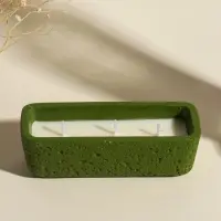 Свеча в вулканическом подсвечнике "Ящик" 3 хлопковых фитиля, зелёная 5,2х15х4,7 см