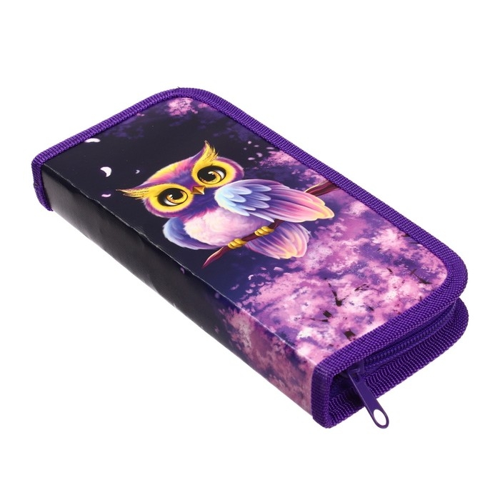 Пенал 1 секция, 90 х 195 х 25 мм, Calligrata Пенал 1 секция, 90 х 195 х 25 мм, Calligrata "Совушка", ламинированный картон