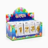 Свечи для торта цифры &laquo;Золотые витые&raquo;, 50 шт. в шоу-боксе