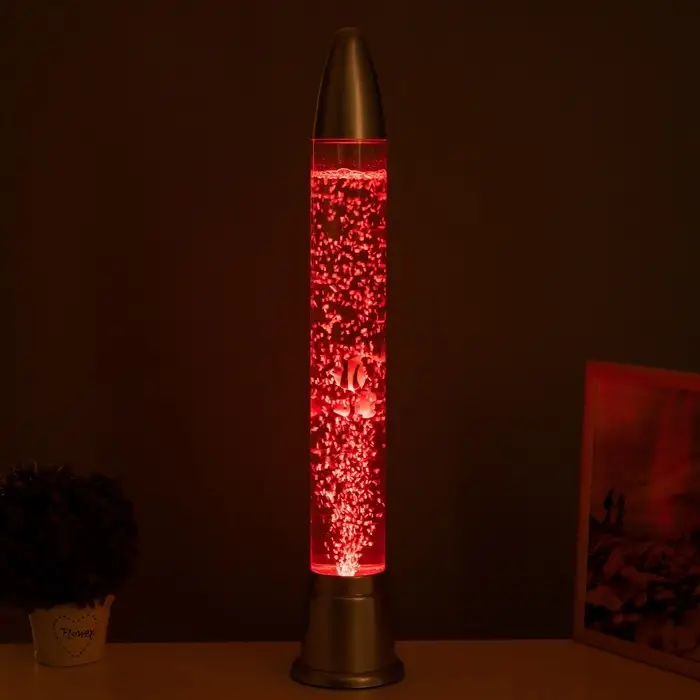 Лава - лампа RISALUX &laquo;Ракета-аквариум&raquo;, подсветка, RGB, от сети 220 В, серебристая, 10&times;10&times;70 см