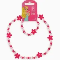 Набор детских украшений Выбражулька &laquo;Цветочки&raquo;, 2 предмета: бусы, браслет d=6 см розовый