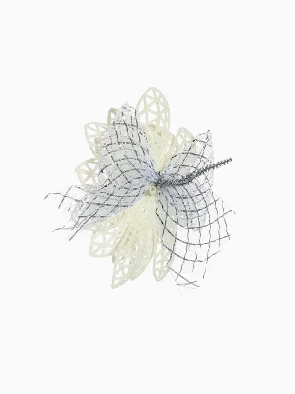 Ёлочные игрушки 2 шт. &laquo;Зимнее волшебство. Бантик с пышным цветком&raquo; пластик, 11&times;9 см, белый