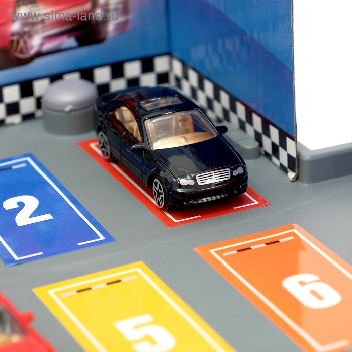 Парковка &laquo;Мега паркинг&raquo;, 6 металлических машин + коврик