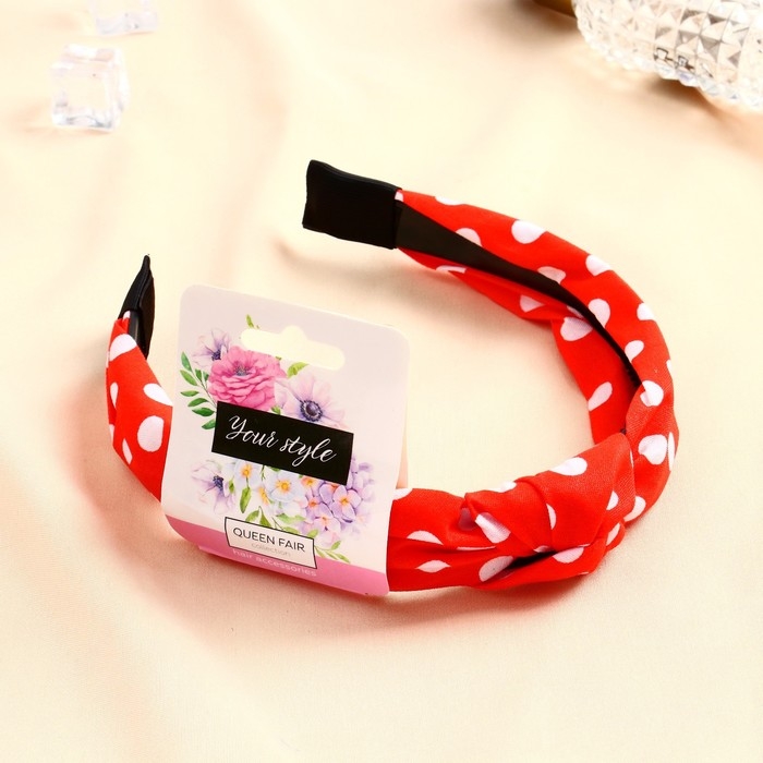 Ободок для волос Ободок для волос "Амата" крупный горох, 3 см, красно-белый