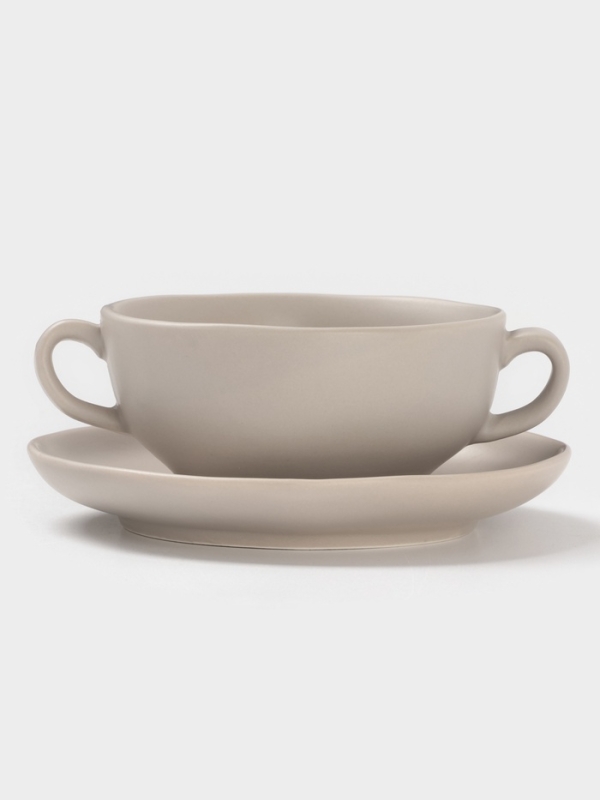 Бульонница Magistro  Бульонница Magistro "Potter" 255мл 15х2 цвет светло-серый с блюдцем