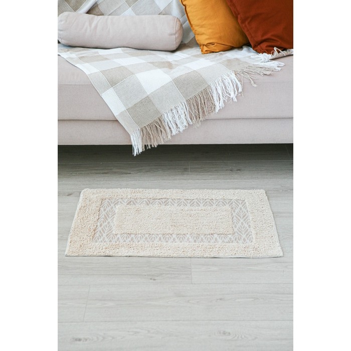 Коврик для дома Доляна «Листья», 50×80 см, цвет бежевый Коврик для дома Доляна «Листья», 50×80 см, цвет бежевый