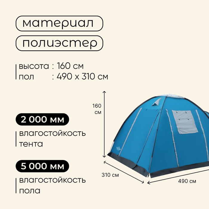 Палатка туристическая, кемпинговая maclay MONTANA 5, 5-местная, с тамбуром Палатка туристическая, кемпинговая maclay MONTANA 5, 5-местная, с тамбуром