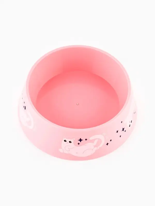 Миска пластиковая "Котики", розовая 300 мл