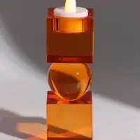 Подсвечник хрустальный &laquo;Хайли&raquo;, 4.8&times;4.8&times;13.8 см, янтарный