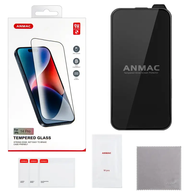 Защитное стекло iPh 14 Pro (6.1) Full Cover ANMAC черное Арт.1137405 Защитное стекло iPh 14 Pro (6.1) Full Cover ANMAC черное Арт.1137405