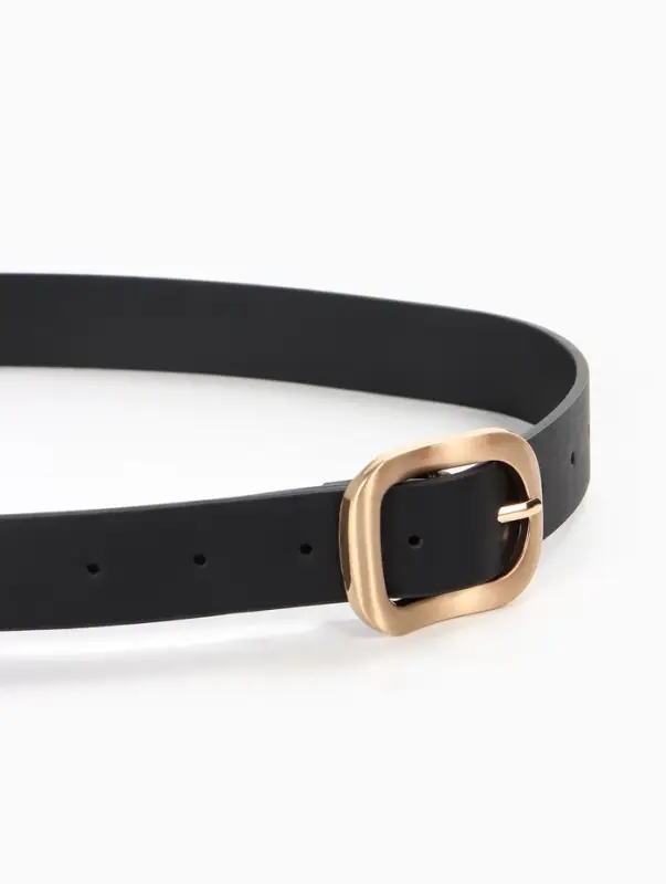 Ремень женский, 2.7&times;105 см, 1 прокол, золотистая пряжка, чёрный