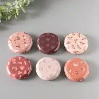 Шкатулка металл круглая "Рисунки на бежевом" набор 12 шт 6,8х6,8х1,7 см