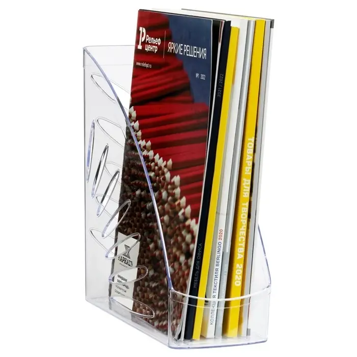 Лоток для бумаг Стамм &laquo;Лидер&raquo;, А4, вертикальный, 1 отделение, прозрачный, ширина 110 мм