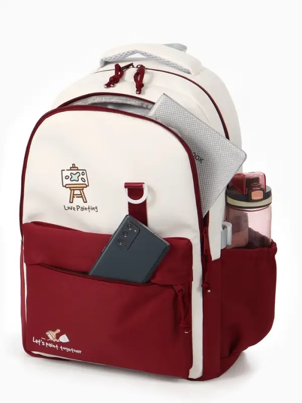 Рюкзак школьный, с кошельком, 4 кармана, 33&times;14&times;43 см, бордовый