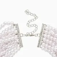 Чокер-бусы многослойный &laquo;Жемчужная императрица&raquo;, 12 рядов, №6, L=30 см+10 см, белый в серебре