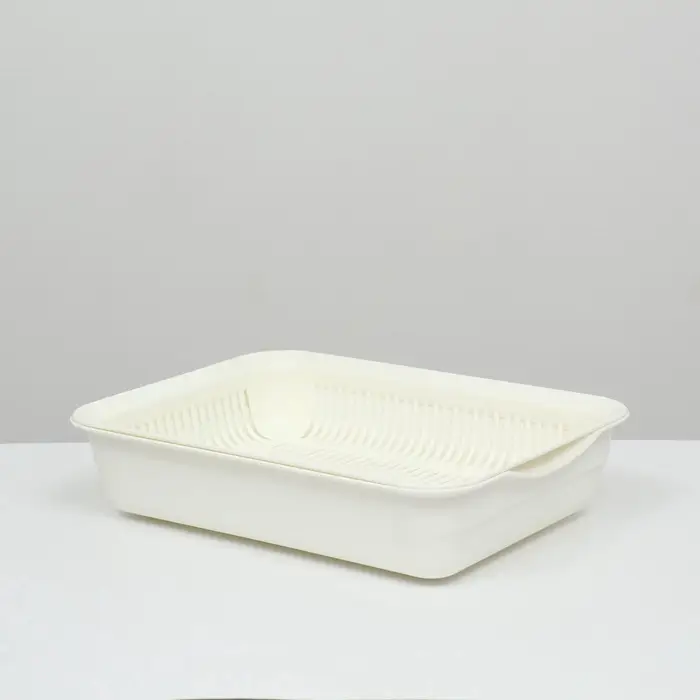 Туалет для кошек, 34.5&times;25.5&times;7.5 см, с сеткой, пластик, белый