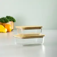 VETTA Контейнер для продуктов 1000мл, крышка бамбук, жаропрочное стекло