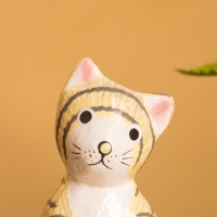Сувенир «Полосатый кот», 8×3.5×2.5 см, дерево