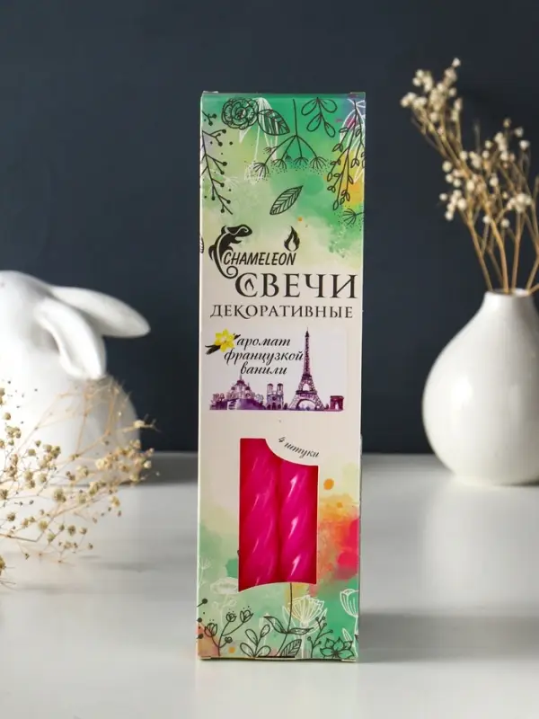Свечи витые ароматизированные 1,9х24 см (набор 4 шт) 40 гр, 8 ч, французская ваниль Свечи витые ароматизированные 1,9х24 см (набор 4 шт) 40 гр, 8 ч, французская ваниль