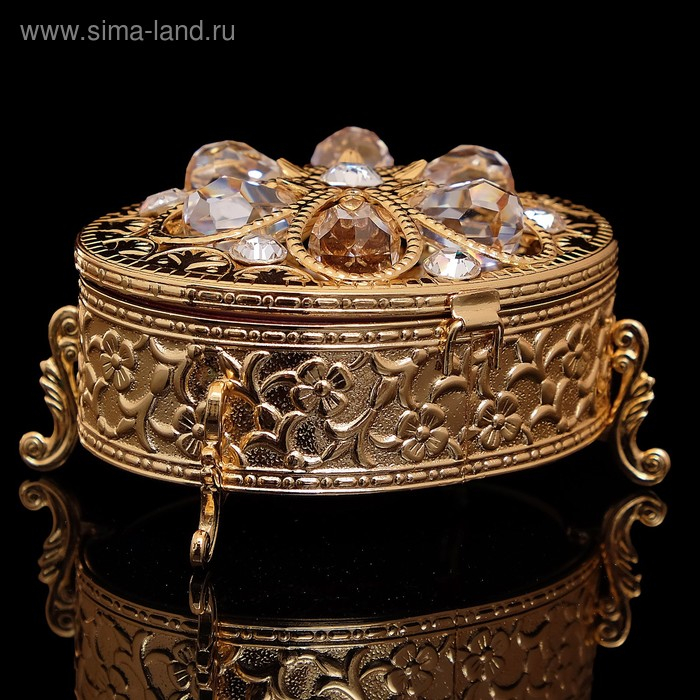 Шкатулка «Грация», с бархатом, 7,5×5,5×4.5 см, с кристаллами Шкатулка «Грация», с бархатом, 7,5×5,5×4.5 см, с кристаллами