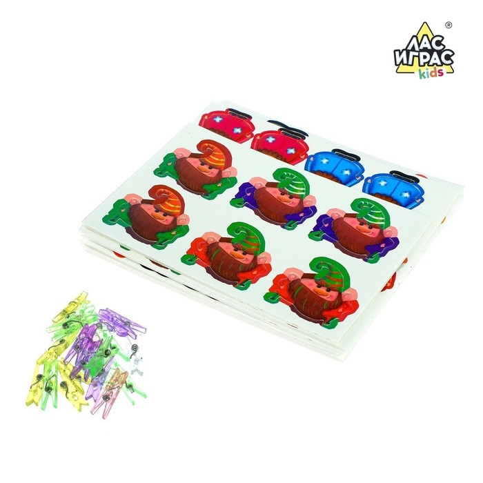 Настольная игра на ловкость для малышей «Гномики» с прищепками, найди пару Настольная игра на ловкость для малышей «Гномики» с прищепками, найди пару