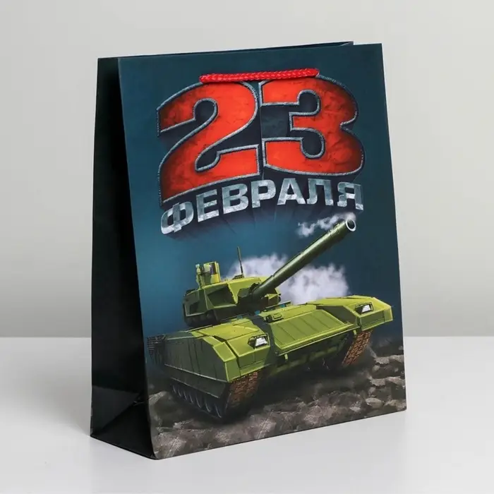 Пакет подарочный ламинированный, упаковка, &laquo;С 23 февраля&raquo;, ML 25&times;21&times;8 см