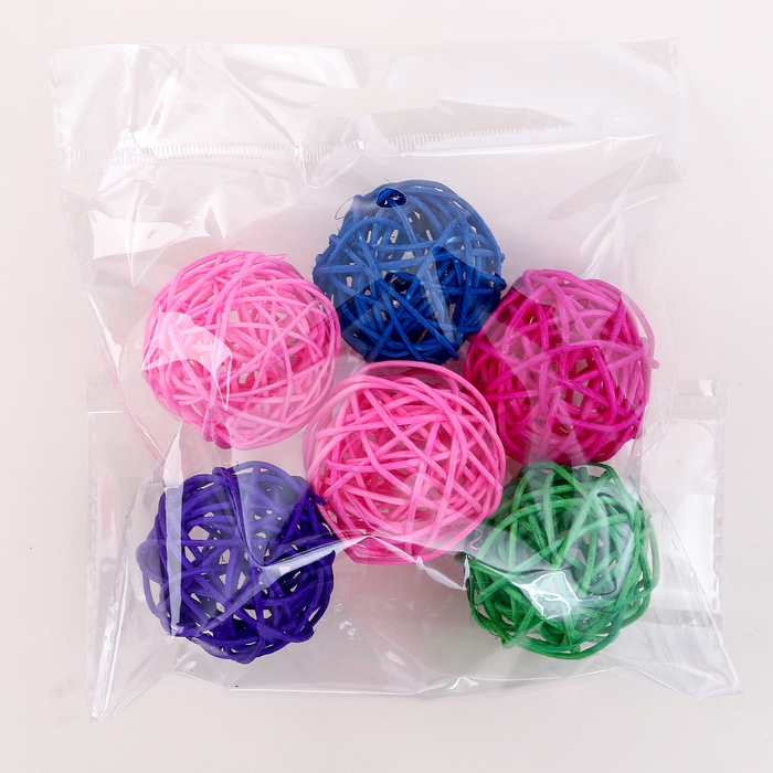 Шар декоративный из лозы, набор 6 шт, размер 1 шт 5 см, цвет МИКС Шар декоративный из лозы, набор 6 шт, размер 1 шт 5 см, цвет МИКС