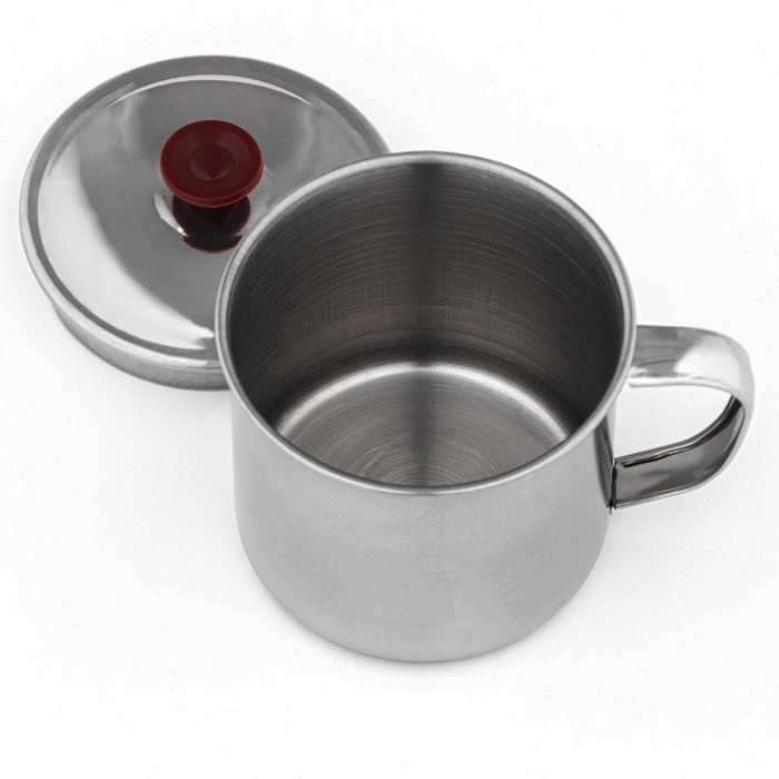 Кружка из нержавеющей стали с крышкой «Вестерн», 320 мл, d=9 см, цвет хромированный Кружка из нержавеющей стали с крышкой «Вестерн», 320 мл, d=9 см, цвет хромированный