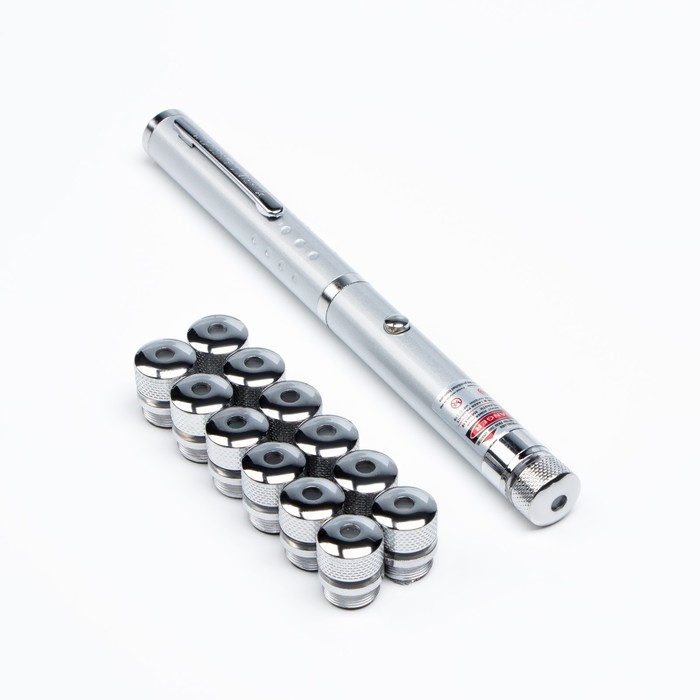 Лазерная указка, 532 нм, 12 насадок, 2 ААА, красный луч Лазерная указка, 532 нм, 12 насадок, 2 ААА, красный луч