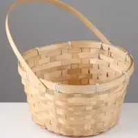 Корзина плетёная, 26&times;26&times;12 см, ручка h=18 см, бамбук, натуральный цвет