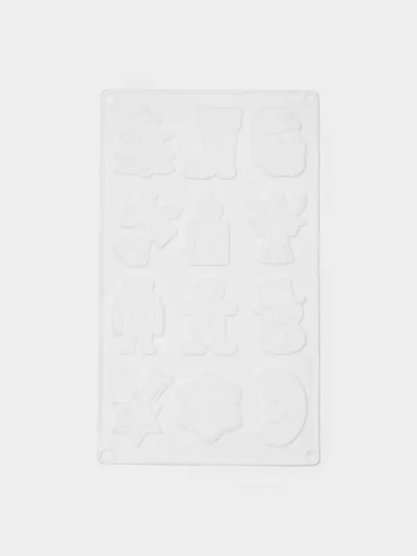 Форма для кондитерских украшений Доляна &laquo;Новый год&raquo;, 29.3&times;17.3 см, 12 ячеек, силикон, белая