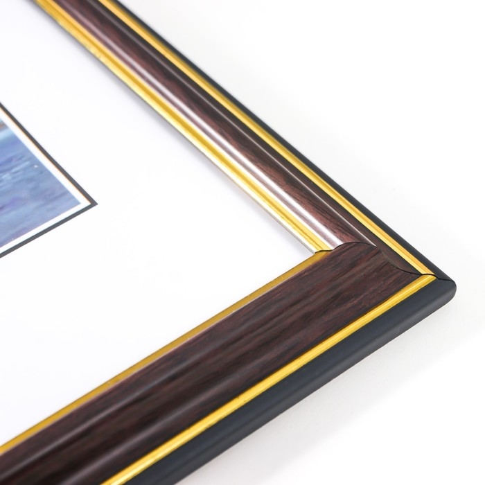 Фоторамка пластик Фоторамка пластик "Офис" 21х30 см, темно коричневый/бук (287), с ножкой