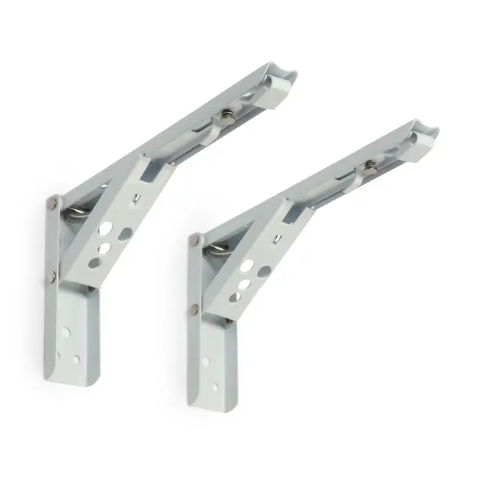 Кронштейн складной для столов и полок ТУНДРА, F001, 2 шт., длина 200 мм, сталь, белый