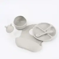 Набор детской посуды для кормления силиконовый с прорезывателем, 5 предм., M&B