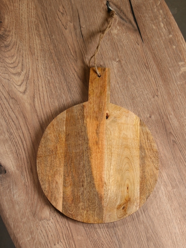 Доска разделочная круглая "Лимоны" дерево манго 36х28 см