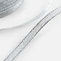 Лента парчовая, 6 мм, 23&plusmn;1 м, цвет серебряный