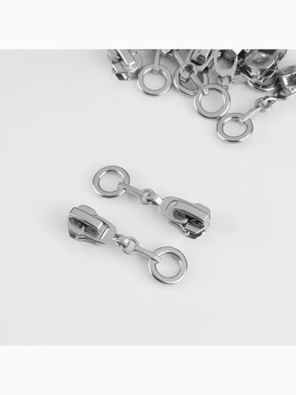 Бегунок для металлической молнии, №5, &laquo;Кольцо&raquo;, 10 шт., цвет никель