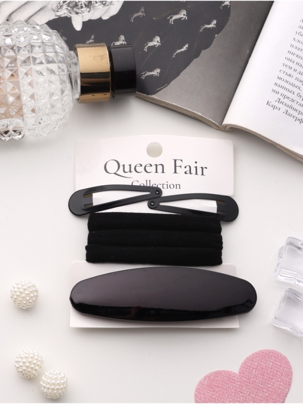 Набор для волос Набор для волос "Авиталь" (3 резинки 6 см, заколка-автомат 9 см, 2 невидимки 4,5 см) чёрный 106915