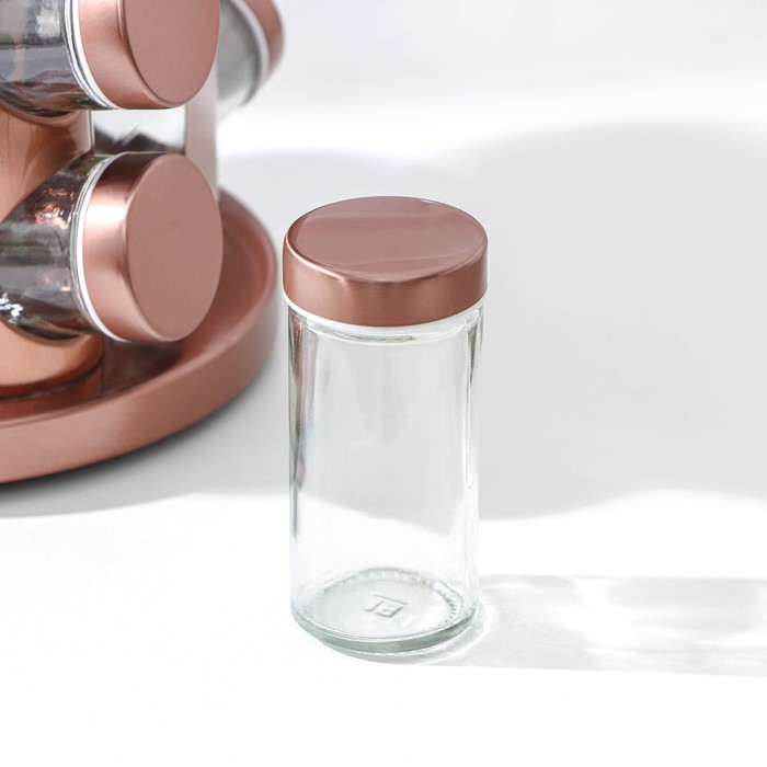 Набор для специй из стекла на подставке &laquo;Профи&raquo;, 100 мл, 19&times;20 см, 12 шт, цвет бронзовый