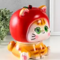 Копилка для денег «Кот в костюме яблоко», гипс, красный, 21×17×17 см